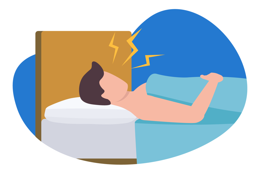 Ilustração de pessoa a ressonar na cama